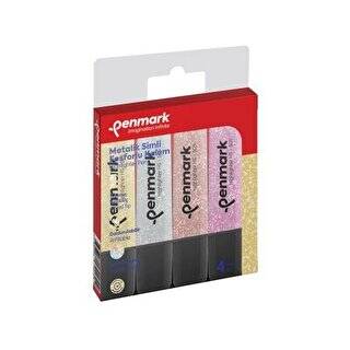Penmark Fosforlu Kalem 4 Lü Asetat Karışık Renk Simli - 1