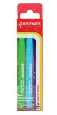 Penmark Kalem Tipi Fosforlu Kalem 3`lü Bristol Neon - 1