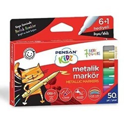 Pensan Kidz Temizlenebilir 7 Renk Metalik Markör Kalem - Pensan
