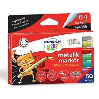 Pensan Kidz Temizlenebilir 7 Renk Metalik Markör Kalem - 1