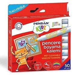 Pensan Kidz Temizlenebilir 8 Renk Pencere Markör Kalem - Pensan