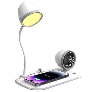 S-link SL-CW21 Beyaz Telefon Uyumlu Fast Şarj 15W Ayarlanabilir Led Işıklı LCD Ekran Double Alarmli Masa Lambası - 1