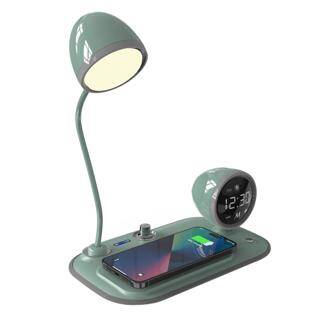 S-link SL-CW21 Yeşil Telefon Uyumlu Fast Şarj 15W Ayarlanabilir Led Işıklı LCD Ekran Double Alarmli Masa Lambası - 1