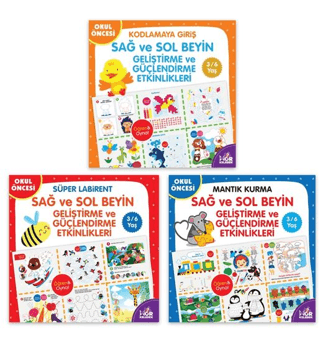 Sağ ve Sol Beyin Geliştirme ve Güçlendirme Etkinlikleri Seti 3-6 Yaş 3 Kitap Takım - 1