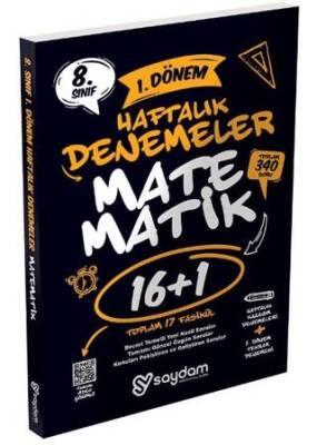 Saydam Yayınları 8. Sınıf LGS Matematik 1. Dönem 16+1 Haftalık Kazanım Denemeleri - 1