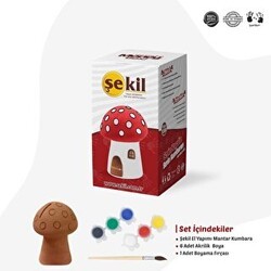 Şekil Seramik Obje Mantar Kumbara Boyama Seti - Şekil Kil