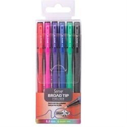 Serve Broad Tip Fineliner 08 Karma Pet 6lı Blister - Serve