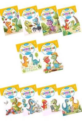 Sevimli Dinozorlar Boyama Kitabı Sticker Çıkartmalı 10 Kitap Set - 1