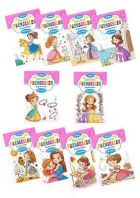Sevimli Prensesler Boyama Kitabı Sticker Çıkartmalı 10 Kitap Set - 1