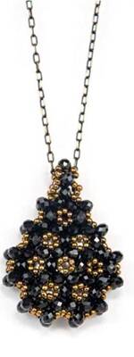 Siyah Cevşen Kolye Kristal, Damla - 1