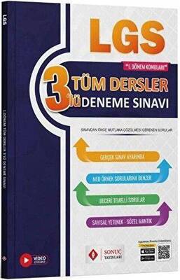 Sonuç Yayınları 8. Sınıf LGS Tüm Dersler 1. Dönem 3 Deneme - 1