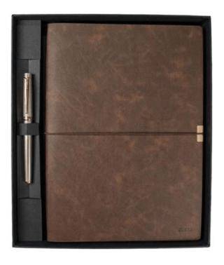 Srcikss Sd700-B2 Premıum Defter Toledo B5 Kahverengi & 38 Roller Saten Altın Set - 1