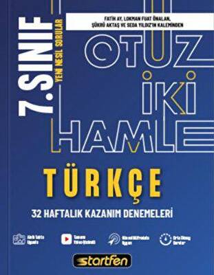 Startfen Yayınları 7. Sınıf - Türkçe 32 Hamle Kazanım Denemeleri - 1