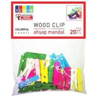 Südor Ahşap Mandal Büyük 3.5Cm Renkli 20Li Bs130 - 1