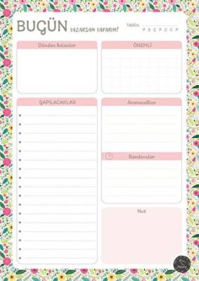Süresiz Günlük Planlayıcı - Çiçek Desenli - 1