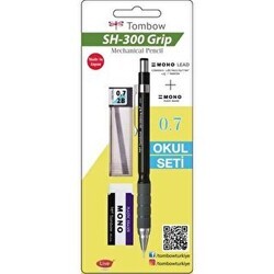 Tombow Sh-300 Grip Mekanik Kurşun Kalem 0.7mm Okul Seti Siyah - Tombow