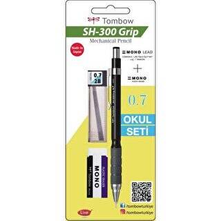 Tombow Sh-300 Grip Mekanik Kurşun Kalem 0.7mm Okul Seti Siyah - 1