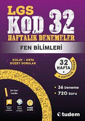 Tudem Yayınları - Bayilik 8. Sınıf Fen Bilimleri Kod 32 Haftalık Denemeleri - 1