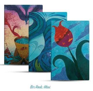 Üçlü Çizgisiz Defter Seti Bir Renk: Mavi - 1