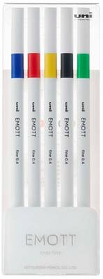 Uni Emott 0.4 Fine Akrilik Uçlu Kalem 5Li Canlı Renk - 1