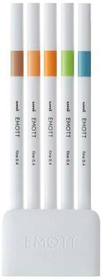 Uni Emott 0.4 Fine Akrilik Uçlu Kalem 5Li Doğa Renk - 1