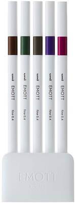 Uni Emott 0.4 Fine Akrilik Uçlu Kalem 5Li Vintage Renk - 1