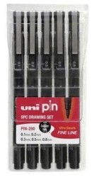 Uni Pin Fine Line Akrilik Uçlu Kalem 5Liset Siyah Pın-200-5P Set - Uniball