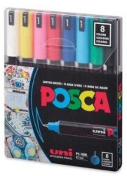 Uni Posca 0.7 Su Bazlı Poster Markörü Ana Renk 8Li - Uniball