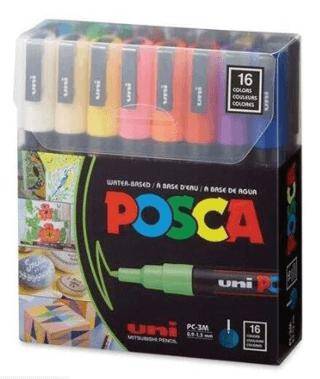 Uni Posca 0.9-1.3 Su Bazlı Boyama Markörü 16Lı PC-3M-16C - 1