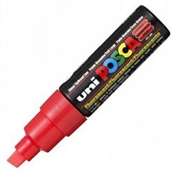 Uni Posca 8.0 Su Bazlı Poster Markörü Fosforlu Kırmızı Pc-8K - Uniball