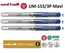 Uniball Signo Broad 1.0 İmza Kalemi 3Lü Mavi Um-153-3P Mavi - Uniball