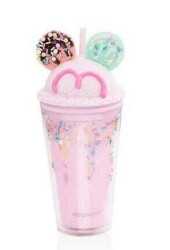 Vagonlife VGN040 450 ML Desenli Pipetli Bardak - Mor - Vagonlife