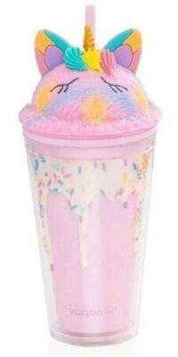 Vagonlife VGN041 450 ML Desenli Pipetli Bardak - Mor - 1