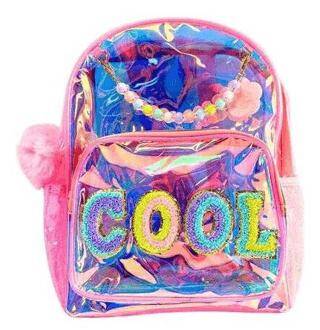 Vest Nakış Sırt Çantası Şeffaf Pembe - 1