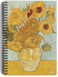 Vincent van Gogh - Vase with 12 Sunflowers, 1888 - Spiralli Defter 03 - Çizgisiz - 100 Sayfa - Miosho