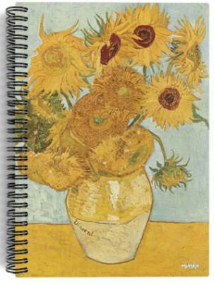 Vincent van Gogh - Vase with 12 Sunflowers, 1888 - Spiralli Defter 03 - Çizgisiz - 100 Sayfa - 1