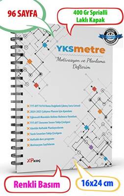 XP Koç YKSMETRE Motivasyon ve Planlama Defteri - Günlük ve Haftalık Planlayıcı - 1