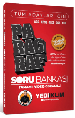 Yediiklim Yayınları AGS KPSS ALES DGS YKS Tüm Adaylar İçin Paragraf Tamamı Video Çözümlü Soru Bankası - 1