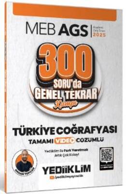 Yediiklim Yayınları 2025 MEB AGS Türkiye Coğrafyası 300 Soruda Tamamı Video Çözümlü Genel Tekrar Kampı - 1