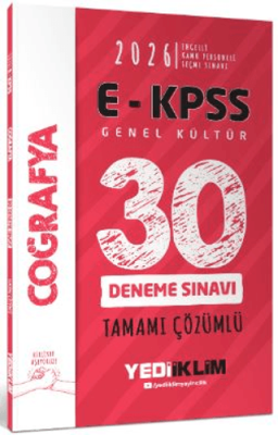 Yediiklim Yayınları 2026 E - KPSS Tüm Adaylar İçin Genel Kültür Coğrafya Tamamı Çözümlü 30 Deneme Sınavı - 1