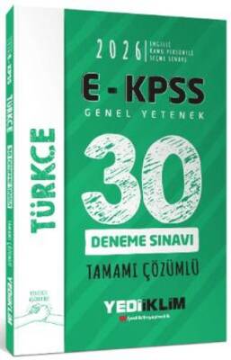 Yediiklim Yayınları 2026 E - KPSS Tüm Adaylar İçin Genel Yetenek Türkçe Tamamı Çözümlü 30 Deneme Sınavı - 1