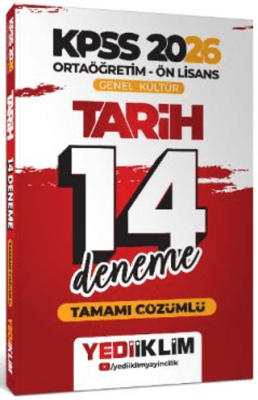 Yediiklim Yayınları 2026 KPSS Ortaöğretim Ön Lisans Genel Kültür Tarih Tamamı Çözümlü 14 Deneme - 1