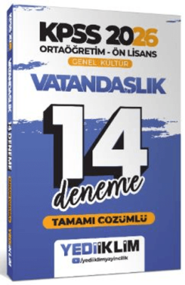 Yediiklim Yayınları 2026 KPSS Ortaöğretim Ön Lisans Genel Kültür Vatandaşlık Tamamı Çözümlü 14 Deneme - 1