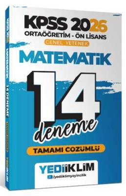 Yediiklim Yayınları 2026 KPSS Ortaöğretim Ön Lisans Genel Yetenek Matematik Tamamı Çözümlü 14 Deneme - 1