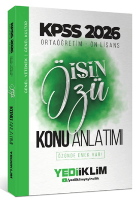 Yediiklim Yayınları 2026 KPSS Ortaöğretim-Önlisans İşin Özü Tek Kitap Tamamı Renkli Konu Anlatımı - 1