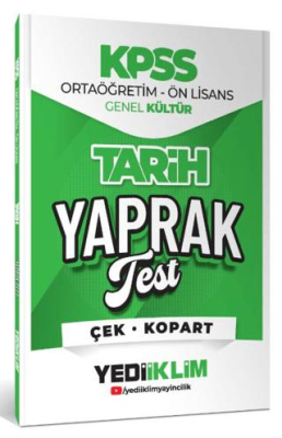 Yediiklim Yayınları 2026 KPSS Ortaöğretim-Önlisans Tarih Çek Kopart Yaprak Test - 1