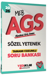 2026 MEB AGS Sözel Yetenek Tamamı Çözümlü Soru Bankası - Yediiklim Yayınları