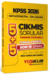 2026 Ortaöğretim-Önlisans Genel Yetenek Genel Kültür 5+5 Tamamı Çözümlü Son 10 Sınav Fasikül Fasikül Çıkmış Sorular - Yediiklim Yayınları