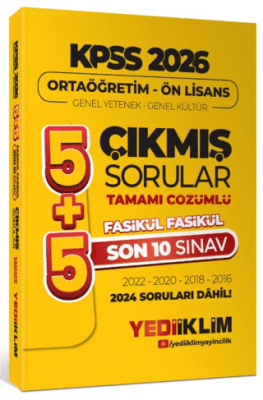 2026 Ortaöğretim-Önlisans Genel Yetenek Genel Kültür 5+5 Tamamı Çözümlü Son 10 Sınav Fasikül Fasikül Çıkmış Sorular - 1