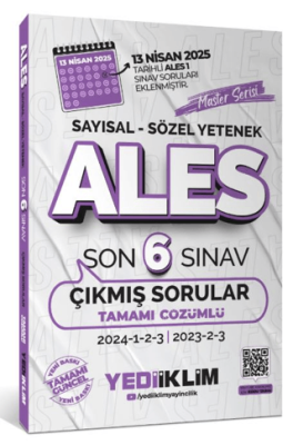 Yediiklim Yayınları ALES Master Serisi Sayısal - Sözel Yetenek Tamamı Çözümlü Son 6 Sınav Çıkmış Sorular - 1